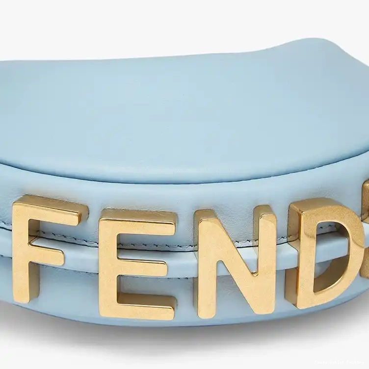 Affordable HOT Leather Hobo Fendi Nano Blue In Bag Calf Sky Fendigraphy 0605